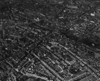 Aberdeen, general view, showing Union Terrace Gardens and Kirk of St Nicholas, Union Street.  Oblique aerial photograph taken facing north-east.  This image has been produced from a print.