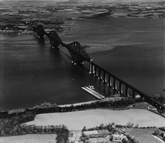Forth Rail Bridge, Firth of Forth.  Oblique aerial photograph taken facing north.  This image has been produced from a print.