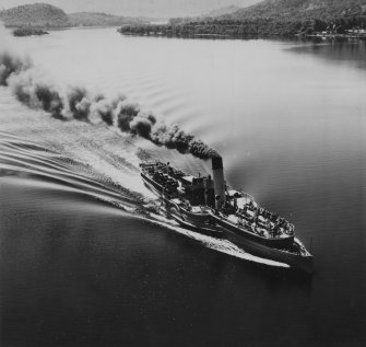 Prince Edward, Loch Lomond, Luss.  Oblique aerial photograph taken facing south.  This image has been produced from a print.