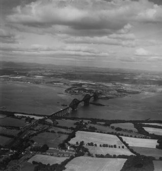 Firth of Forth, general view, showing Dalmeny and Forth Rail Bridge.  Oblique aerial photograph taken facing north.  This image has been produced from a print.