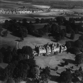 Callendar House and Park, Falkirk.  Oblique aerial photograph taken facing north-east.  This image has been produced from a print.