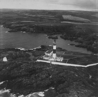 Buchan Ness Lighthouse, Boddam.  Oblique aerial photograph taken facing south-west.  This image has been produced from a print.