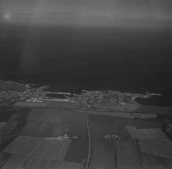 Findochty, general view.  Oblique aerial photograph taken facing north-west.  This image has been produced from a print.