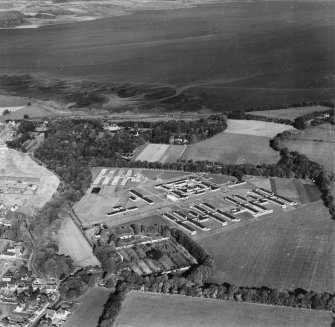 Raigmore Hospital, Perth Road, Inverness.  Oblique aerial photograph taken facing north.  This image has been produced from a print.