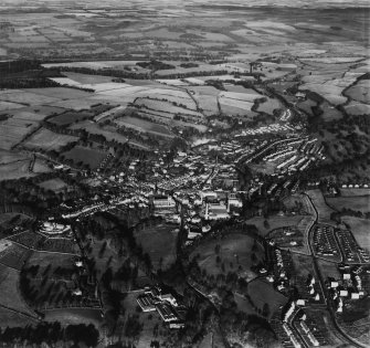 Jedburgh, general view.  Oblique aerial photograph taken facing north.  This image has been produced from a print.