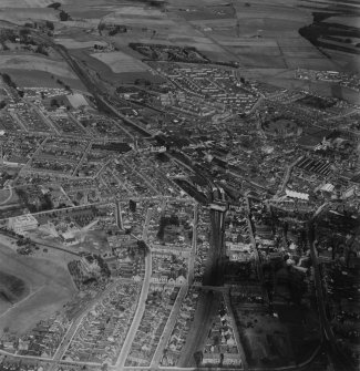 Arbroath, general view.  Oblique aerial photograph taken facing north.  This image has been produced from a print.