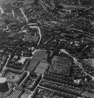 Arbroath, general view, showing Arbroath Abbey and Millgate.  Oblique aerial photograph taken facing south-west.  This image has been produced from a print.