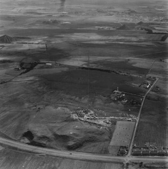 Kirk o'Shotts Transmitting Station, under construction.  Oblique aerial photograph taken facing south-east.  This image has been produced from a print. 