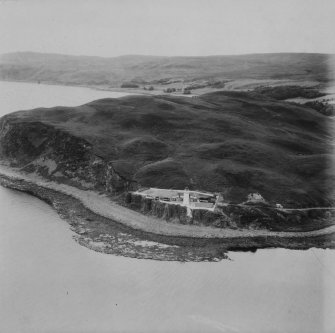 Island Davaar and Davaar Lighthouse.  Oblique aerial photograph taken facing south.  This image has been produced from a print.
