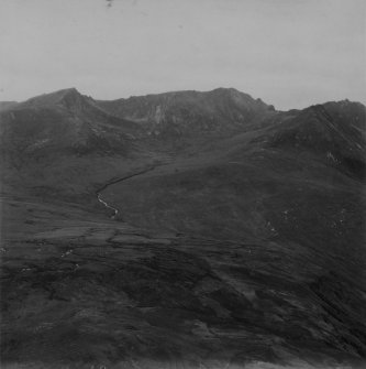 Beinn Nuis and Beinn Tarsuinn, Isle of Arran.  Oblique aerial photograph taken facing north-west.  This image has been produced from a print.