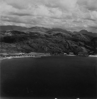 Gairloch, general view, showing Druim Achadh na Sgeilpe and Meall Achadh Deisteil.  Oblique aerial photograph taken facing east.  This image has been produced from a damaged print. 