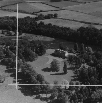Milne Graden, Coldstream.  Oblique aerial photograph taken facing east.  This image has been produced from a crop marked print.
