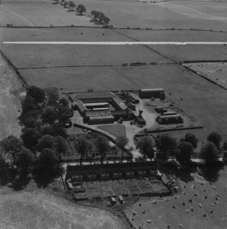 Milne Graden West Mains, Coldstream.  Oblique aerial photograph taken facing south.  This image has been produced from a crop marked print.