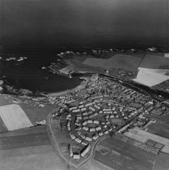 Eyemouth, general view.  Oblique aerial photograph taken facing east.  This image has been produced from a print.