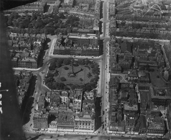 Edinburgh, general view, showing St Andrew Square and Scottish National Portrait Gallery, Queen Street.  Oblique aerial photograph taken facing north.  This image has been produced from a marked print.