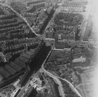 Edinburgh, general view, showing St John's Episcopal Church, Lothian Road and Charlotte Square.  Oblique aerial photograph taken facing north.  This image has been produced from a print.