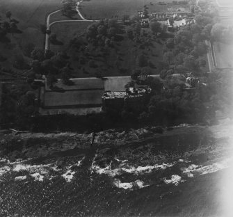 Wemyss Castle and Home Farm, West Wemyss.  Oblique aerial photograph taken facing north-west.  This image has been produced from a print.
