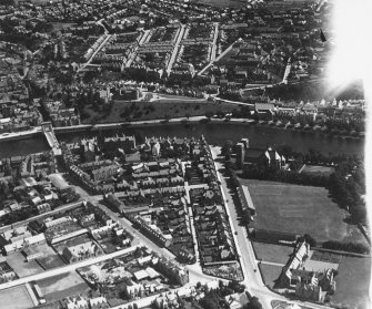 Inverness, general view, showing Cathedral Church of St Andrew, Ardross Street and Castle Hill.  Oblique aerial photograph taken facing east.  This image has been produced from a print.