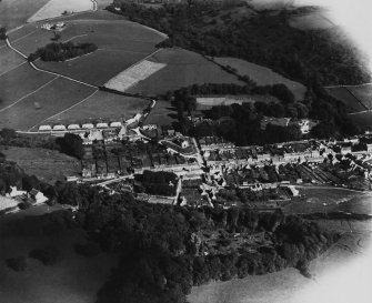 Creetown, general view, showing St Josephs Roman Catholic Church, Hill Street and St John Street.  Oblique aerial photograph taken facing east.  This image has been produced from a print.