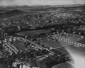 Dundee, general view, showing Arbroath Road and Baxter Park.  Oblique aerial photograph taken facing west.  This image has been produced from a print.