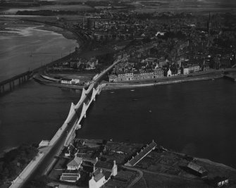 Montrose, general view, showing Montrose Bridge and Wharf Street.  Oblique aerial photograph taken facing north.  This image has been produced from a print.