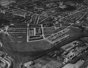 Glasgow, general view, showing Naseby Park and Victoria Park.  Oblique aerial photograph taken facing west.  This image has been produced from a print.
