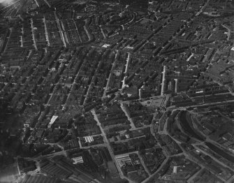 Glasgow, general view, showing Cowcaddens Road and Park Circus.  Oblique aerial photograph taken facing west.  This image has been produced from a print.