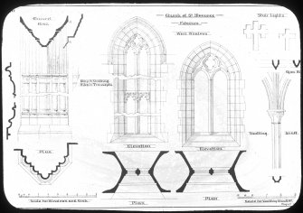 Plan drawings of west windows and vaulting.