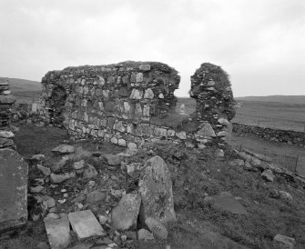 Mull, Bunessan, Old Parish Church.
View of interior of North wall.