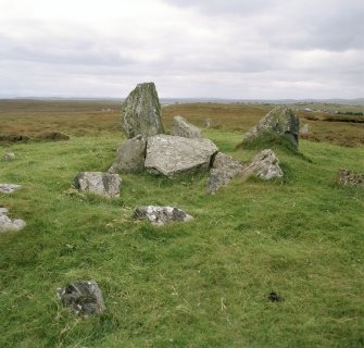 General view of Chambered Cairn taken from the west.