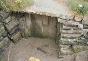 Detail of door of the reconstructed house.