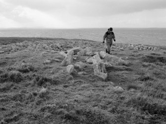 General view of Caisteal Mhic Creacail chambered cairn, taken from the east south east.