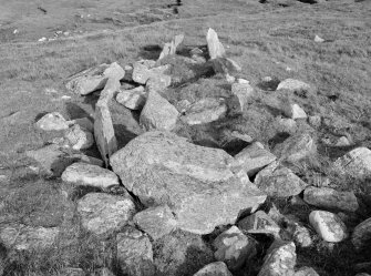 Detail of collapsed cairn of Caisteal Mhic Creacail chambered cairn.