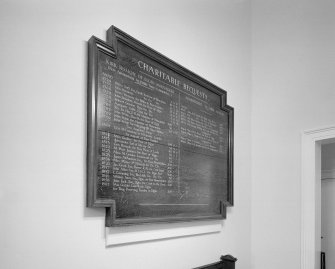 Interior. Entrance Hall. Charitable Bequests board. Detail.