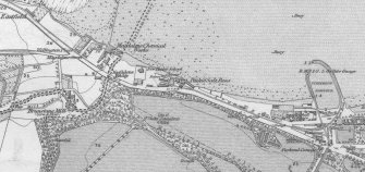 Extract from the 1st edition of the OS 6-inch map (Edinburghshire 1854, Sheet 3) covering the shore area from the Eastfield to Fisherrow Harbour, Musselburgh