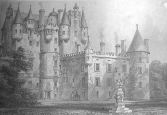 Angus, Glamis Castle. Photographic copy of drawing showing view from S.