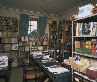 Interior. View of Ground floor library  from E