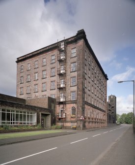 View of still house from SSW. This is the fomer textile mill building.