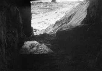 View looking out from cave.