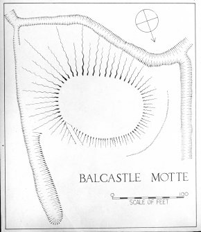 Inked plan of Balcastle Motte.
NB this is not the Inventory plan.