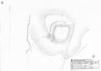 400dpi scan of DC44327 RCAHMS plan and section of Peel of Fichley motte and bailey castle