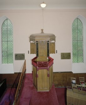 Interior. Pulpit. View from NNW from gallery