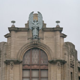 S Entrance front. Upper levels. Detail