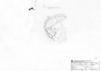 Survey drawing; Plan of Mellingshaw Tower, indicating topography, cultivation and modern features, with inset ground plan.