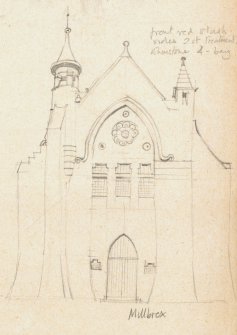 Drawing of Millbrex Church. Detail taken from drawing of buildings in the parish of Fyvie.