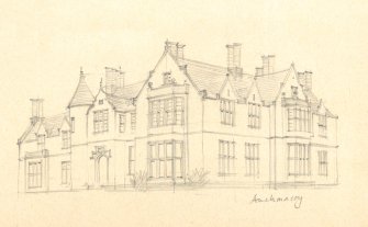 Drawing of Auchmacoy House. Detail taken from drawing of buildings in the parish of Logie Buchan.