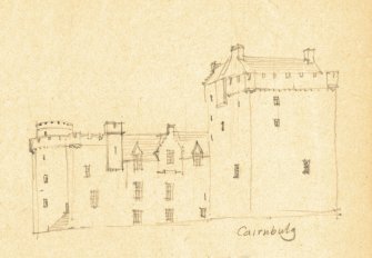 Drawing of Cairnbulg Castle. Detail taken from drawing of buildings in the parish of Rathen.