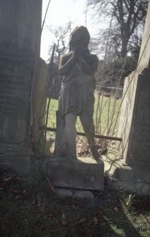View of statue in Ayton graveyard.