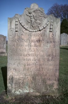 Vew of headstone for J. Bathgate 1804, Ayton Parish Church