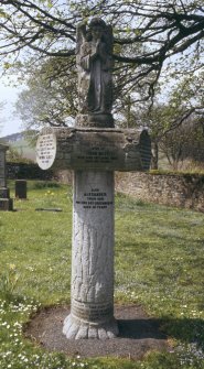 Detail of monument with kneeling angel 1914, Broughton Churchyard